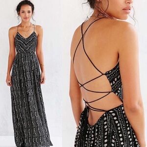 Urban Outfitters Ecote Gray Strappy Maxi Dress with Slits